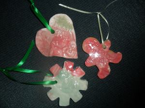 Finished Glazed Ornaments! Ready for hanging!